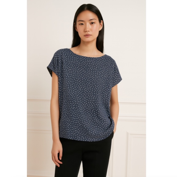 Abercrombie & Fitch XL Charcoal Gray Polka Dot Blouse Back Buttons - Picture 1 of 9